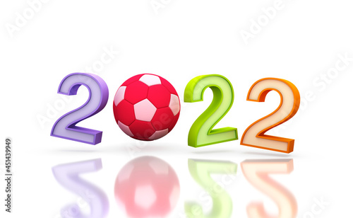 New Year 2022 Creative Design Concept with Football - 3D Rendered Image 