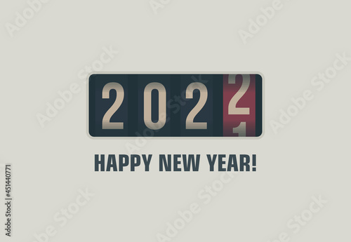 Happy New Year 2022 numbers on analog counter display, retro style design creative poster vector illustration