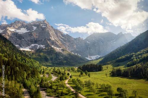 Hinterriss Valley in the Austrian Alps in Summer 2021
