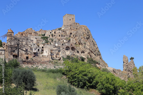 Scenic view of Craco ruins  ghost town abandoned after a landslide  Basilicata region  southern Italy