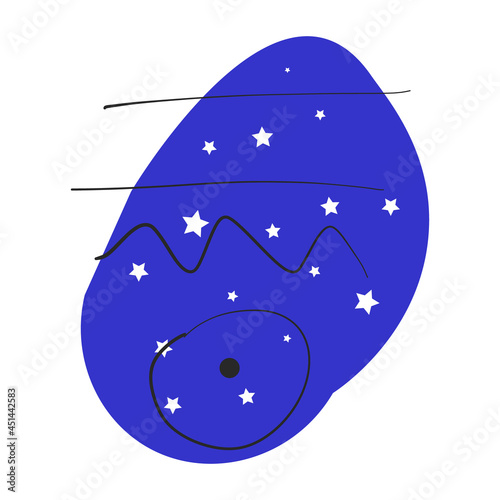 Gate of the universe with eye of the sky and blue sky with stars. Hand drawing, spirituality, boho, magic style, line style suitable for the paranormal, tarot card reader, astrologer
