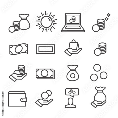 Set of money or finance related icons. Banking concept isolated modern outline on white background