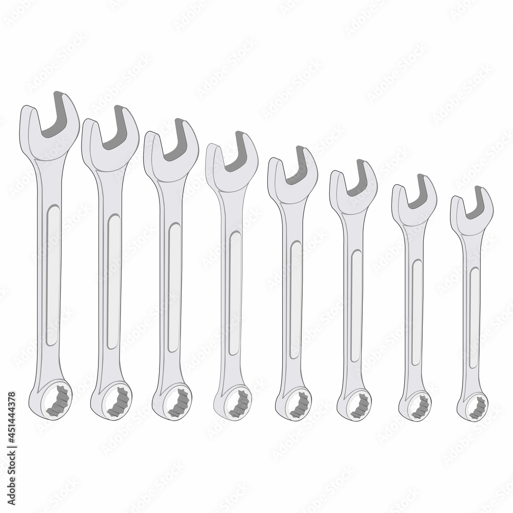 Combination wrench set vector graphics Combination wrench set vector graphics