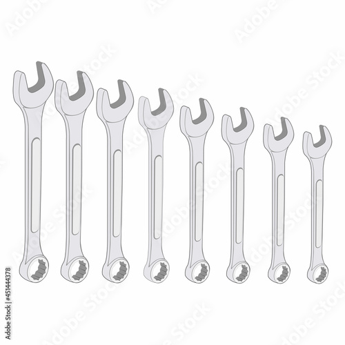 Combination wrench set vector graphics