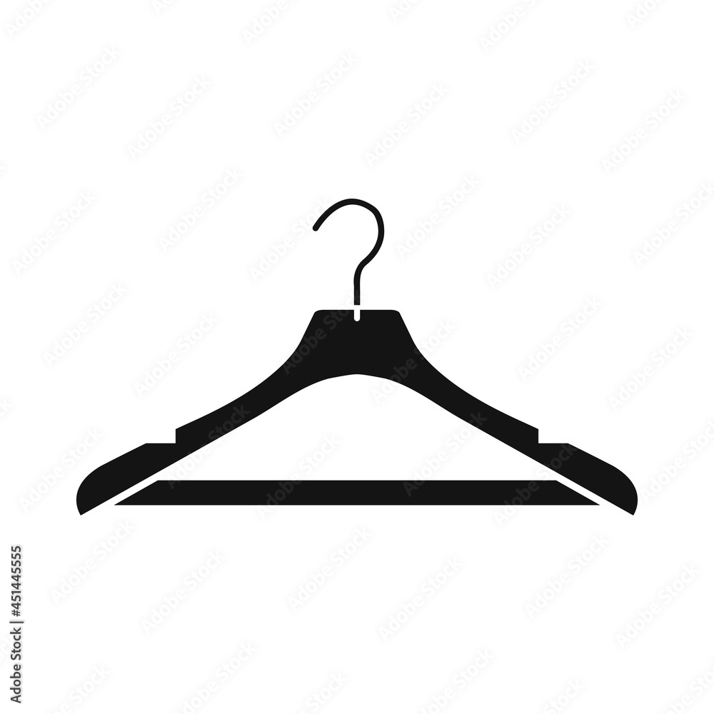 Black hanger for clothes flat icon. Simple editable vector illustration usable for web and print items. Black hanger for clothes flat icon. Simple editable vector illustration usable for web and print items.
