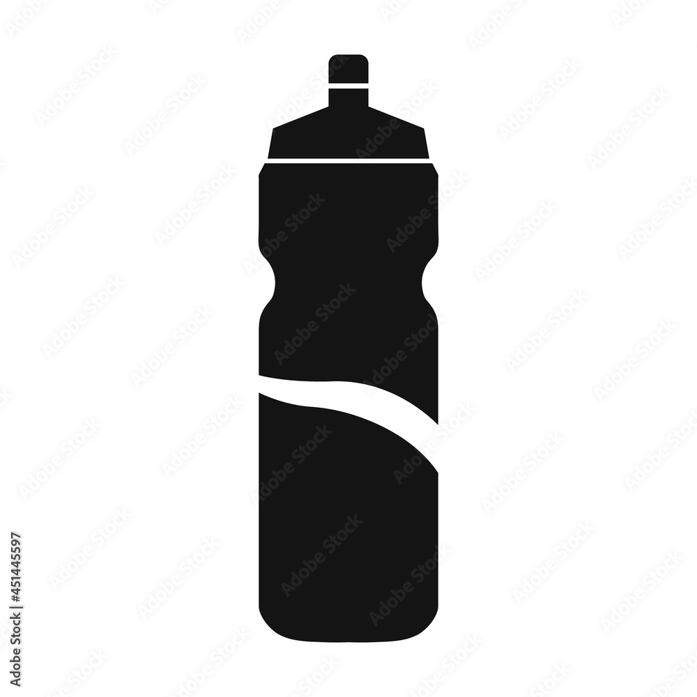 Black and white sports water bottle flat style vector icon. Simple editable illustration usable for web and print items Black and white sports water bottle flat style vector icon. Simple editable illustration usable for web and print items