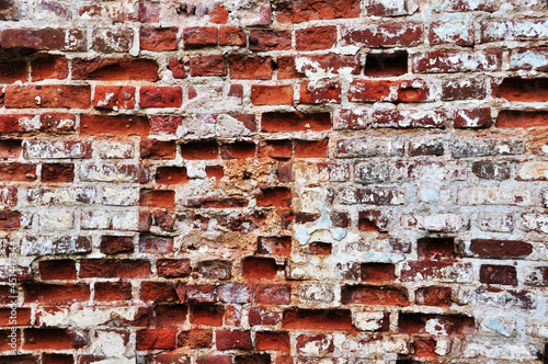 Brick walls. The wall is of dilapidated red brick. Background, texture, design.