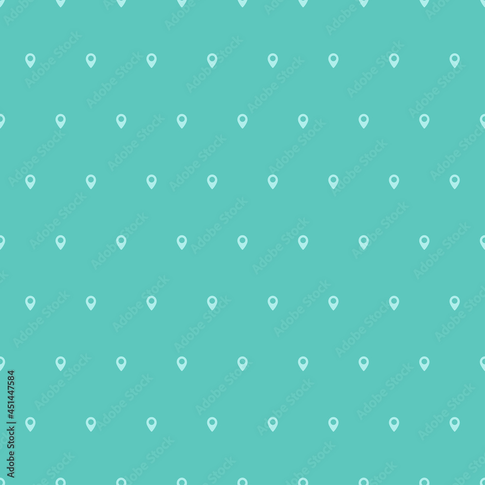 Seamless pattern with map pin icons and green background Seamless pattern with map pin icons and green background