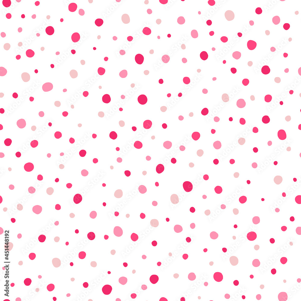 Modern Scandinavian seamless pattern with pink dots