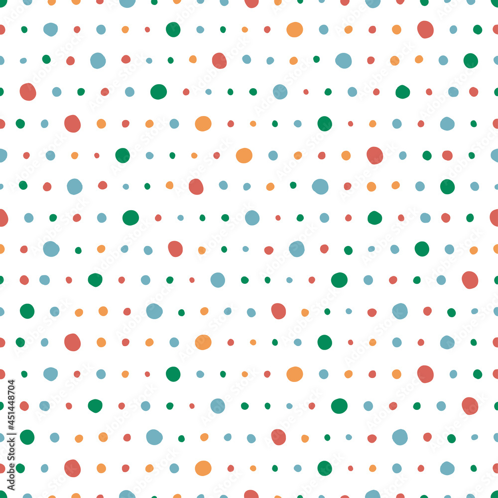 White seamless pattern with colorful dots White seamless pattern with colorful dots