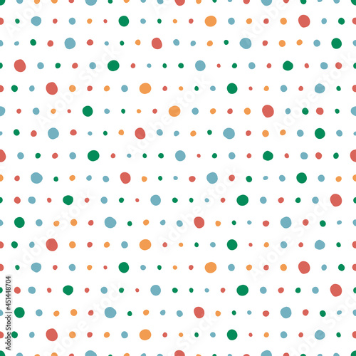 White seamless pattern with colorful dots