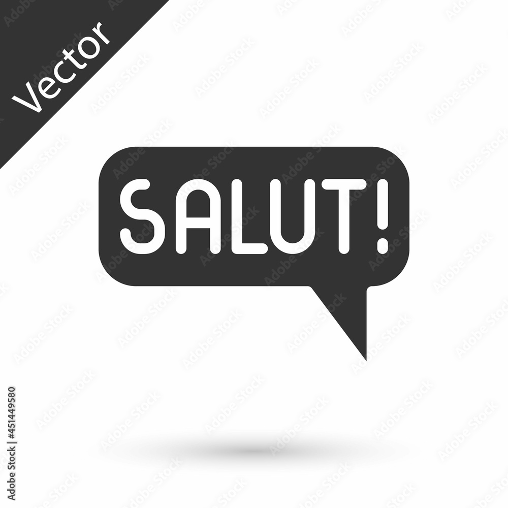 Grey Salut in different languages icon isolated on white background. Speech bubbles. Vector Grey Salut in different languages icon isolated on white background. Speech bubbles. Vector
