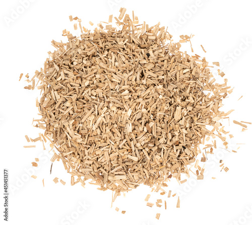 Photos Oak chips sawdust isolated white background