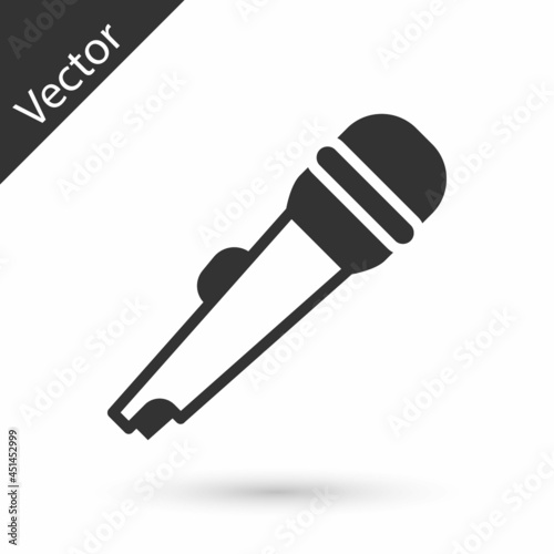 Grey Microphone icon isolated on white background. On air radio mic microphone. Speaker sign. Vector