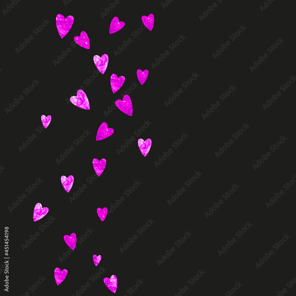 Valentine background with pink glitter hearts. February 14th day. Vector confetti for valentine background template. Grunge hand drawn texture. Valentine background with pink glitter hearts. February 14th day. Vector confetti for valentine background template. Grunge hand drawn texture.