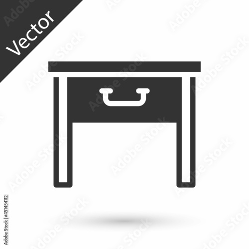 Grey Furniture nightstand icon isolated on white background. Vector