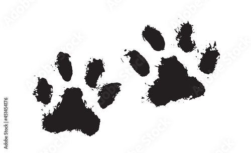 Tiger's paw. Ink Dog's Paw, Cat`s Paw, grunge style, Vector.	
 Vector illustration.	