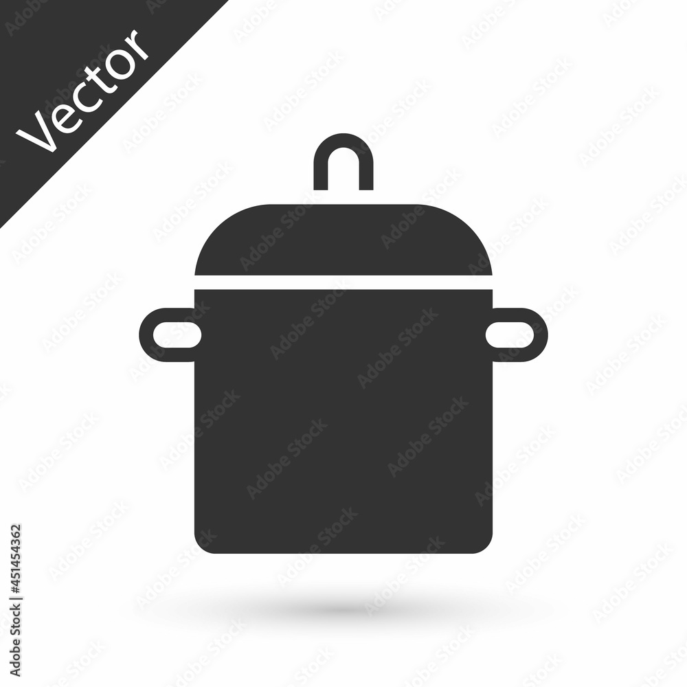 Grey Cooking pot icon isolated on white background. Boil or stew food symbol. Vector Grey Cooking pot icon isolated on white background. Boil or stew food symbol. Vector