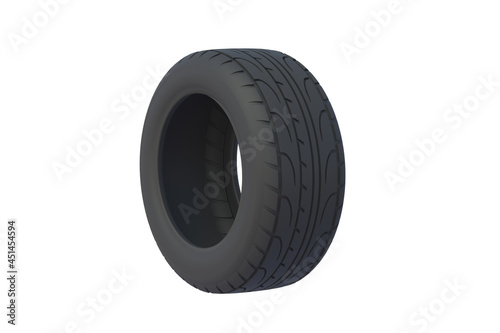 Car rubber tyre isolated on white background. 3d render © OlekStock