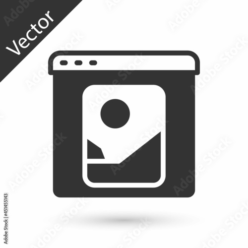 Grey Photo retouching icon isolated on white background. Photographer, photography, retouch icon. Vector