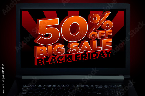 notebook screen with black friday promotion