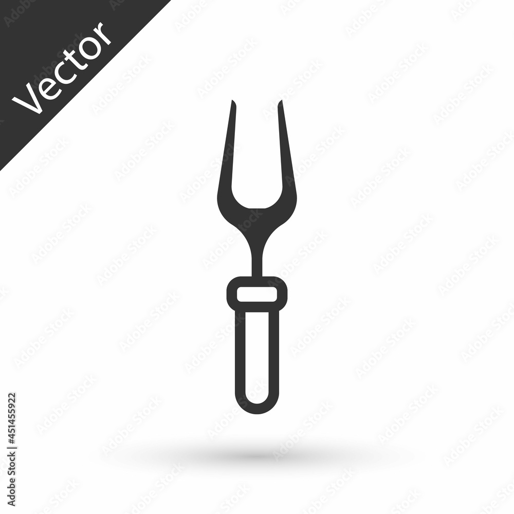 Grey Barbecue fork icon isolated on white background. BBQ fork sign. Barbecue and grill tool. Vector