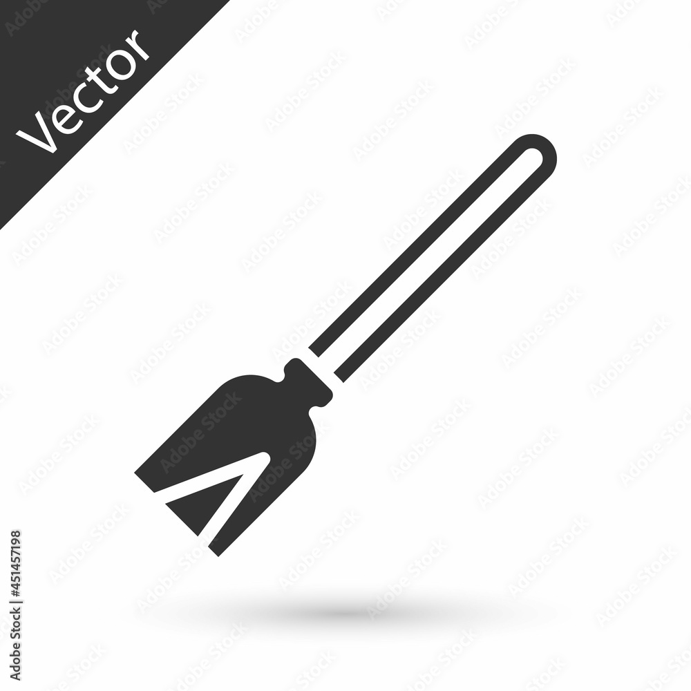 Grey Handle broom icon isolated on white background. Cleaning service concept. Vector