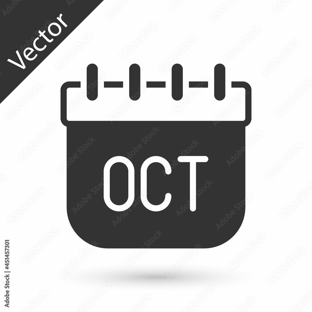 Grey October calendar autumn icon isolated on white background. Vector Grey October calendar autumn icon isolated on white background. Vector