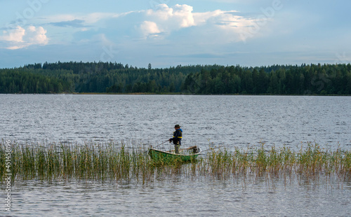 Fisherman on lake