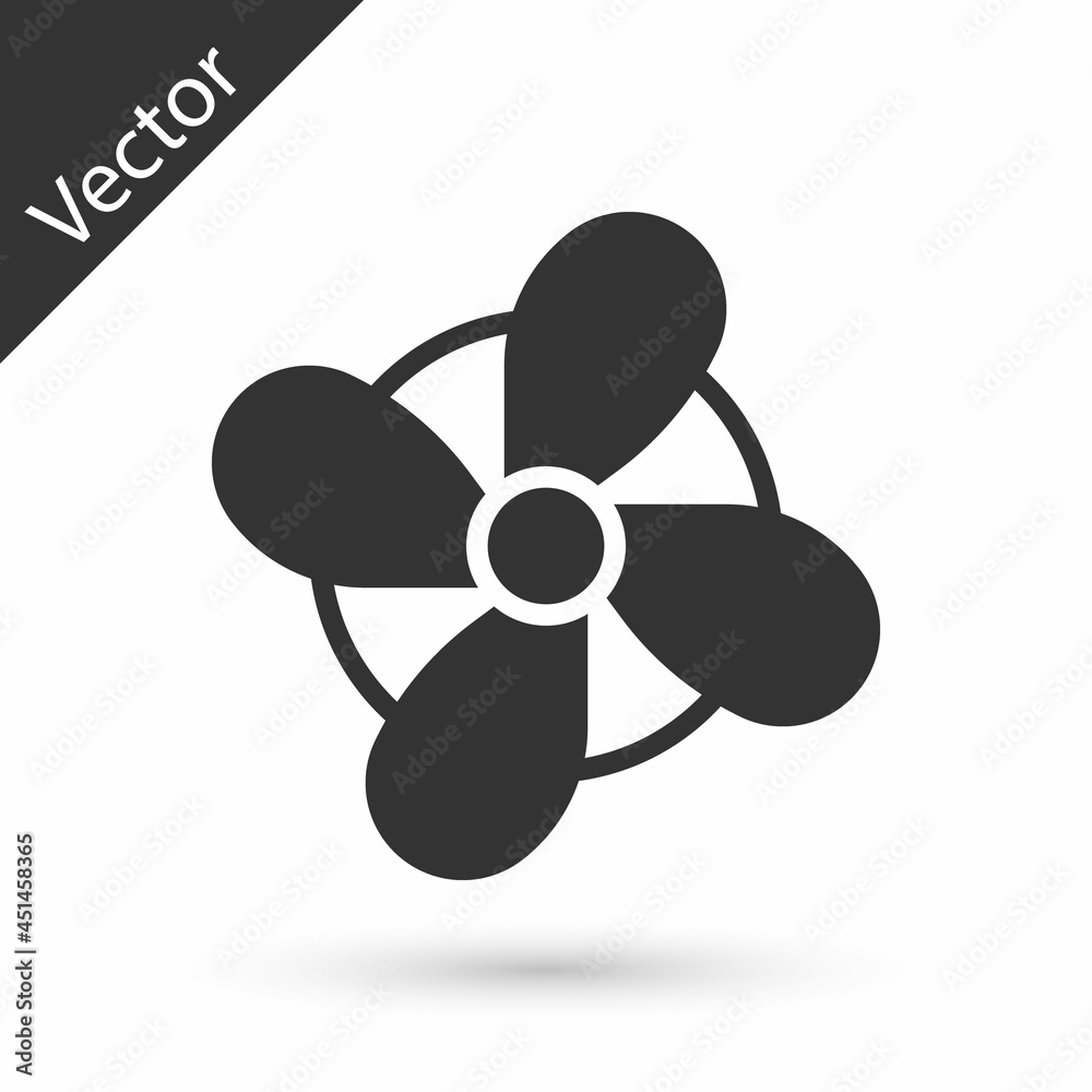 Grey Boat propeller, turbine icon isolated on white background. Vector Grey Boat propeller, turbine icon isolated on white background. Vector