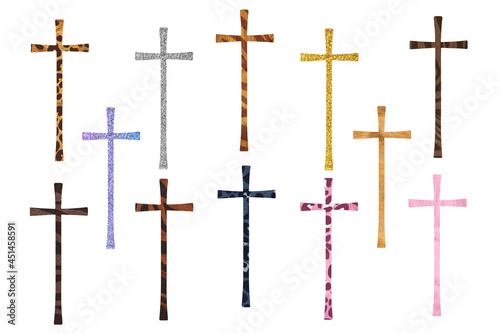Crosses kit on white. Religious clip art