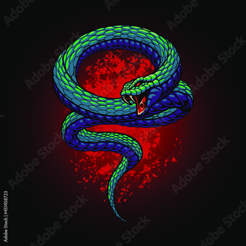 the green dangerous snake illustration
