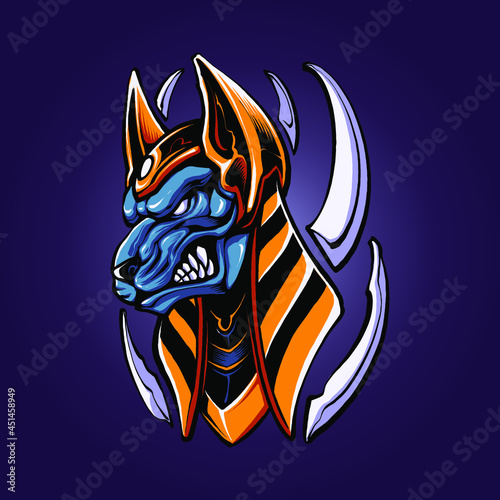 the angry anubis illustration vector