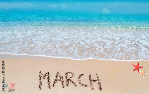 March on a tropical beach