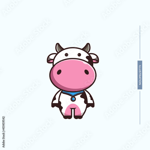 cute cow wearing bandana on neck  animal illustration concept vector eps 10