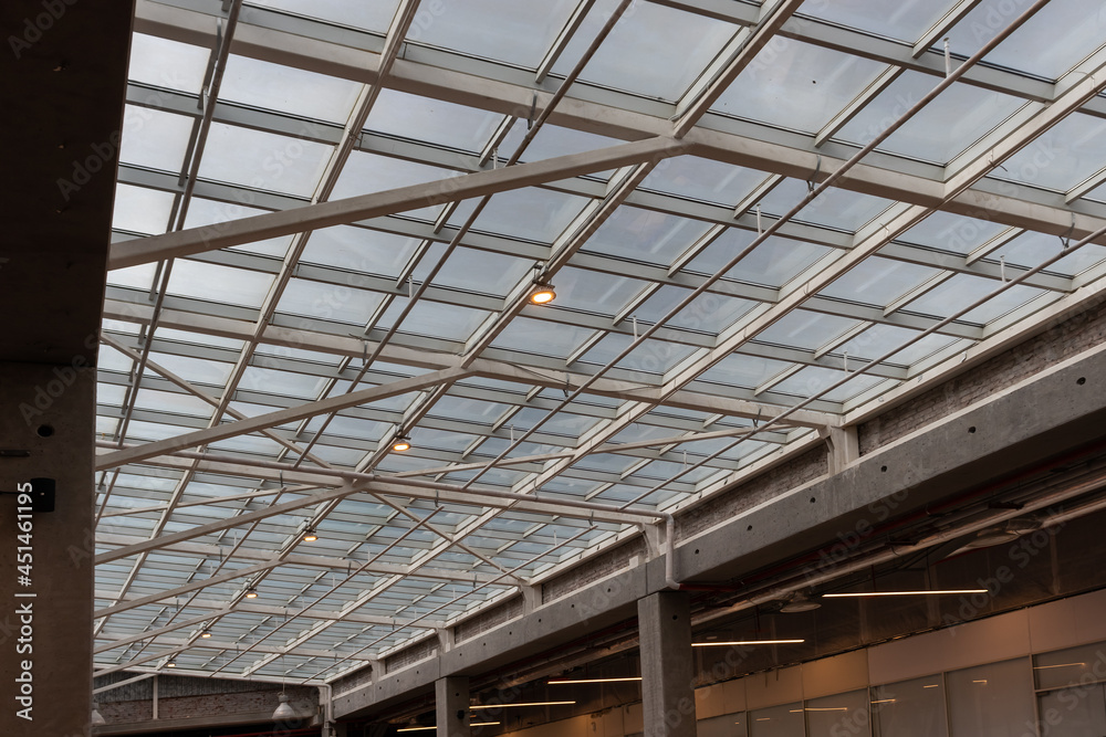 ceiling with windows in the shopping center ceiling with windows in the shopping center