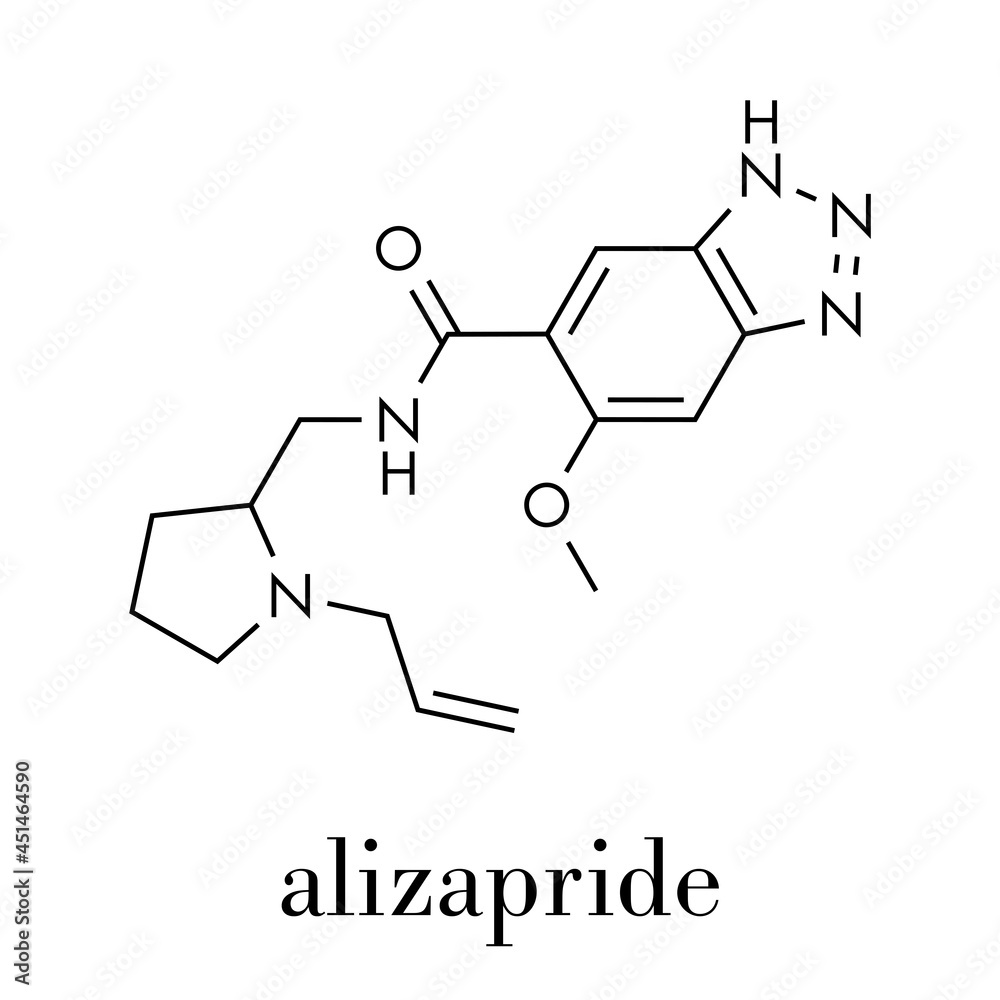 Alizapride antiemetic drug molecule. Used in treatment of nausea and