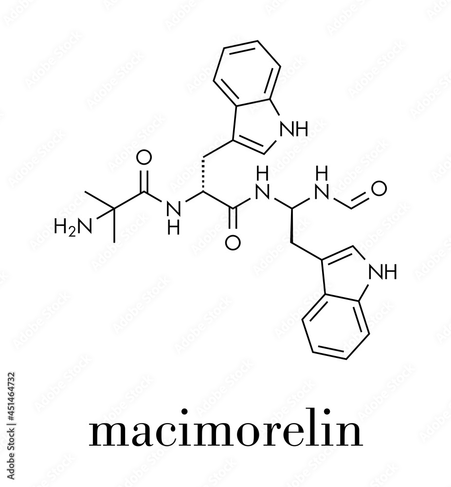 Macimorelin adult growth hormone diagnostic drug molecule. Skeletal formula.