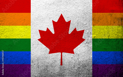 Canada Rainbow LGBT pride flag. Grunge background photo