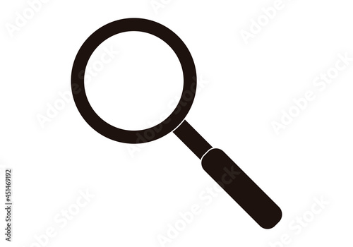 Icono negro de lupa en fondo blanco.