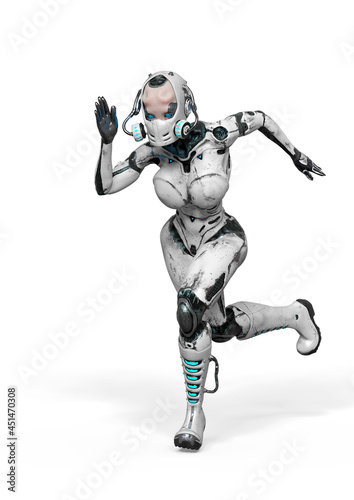 super gynoid is running in action