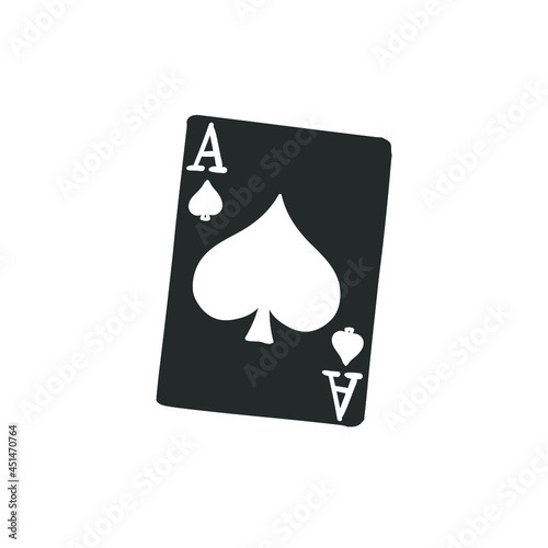 Ace Card Icon Silhouette Illustration. Poker Game Vector Graphic Pictogram Symbol Clip Art. Doodle Sketch Black Sign.