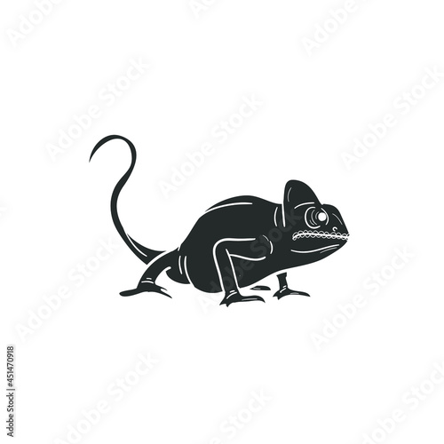 Chameleon Animal Icon Silhouette Illustration. Reptile Vector Graphic Pictogram Symbol Clip Art. Doodle Sketch Black Sign.
