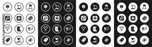 Set Gender, Feminist shirt, Male gender, activist, Packaging of birth control pills, Female, and Feminism icon. Vector