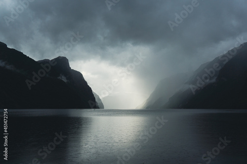 Stunning Light over fjord in Norway.