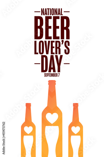 National Beer Lover’s Day. September 7. Holiday concept. Template for background, banner, card, poster with text inscription. Vector EPS10 illustration.