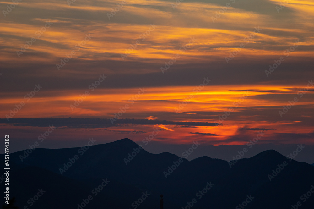 Beautiful colorful sunset in the Ukrainian Carpathians Beautiful colorful sunset in the Ukrainian Carpathians