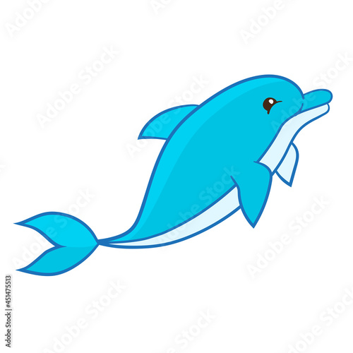 Cute cartoon dolphin, isolate on a white background