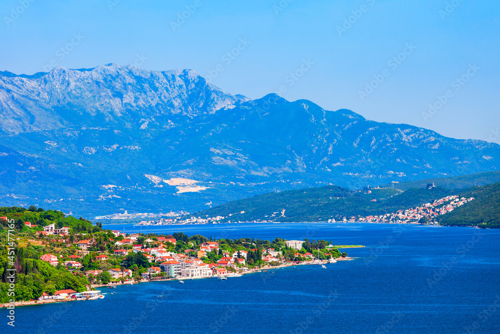 Bay of Kotor aerial panoramic view, Montenegro