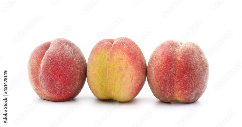 Three ripe peaches. Three ripe peaches.